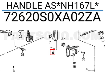 Honda 72620S0XA02ZA HANDLE AS*NH167L*