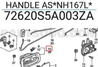 Honda 72620S5A003ZA HANDLE AS*NH167L*