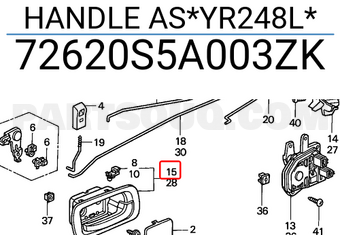 Honda 72620S5A003ZK HANDLE AS*YR248L*