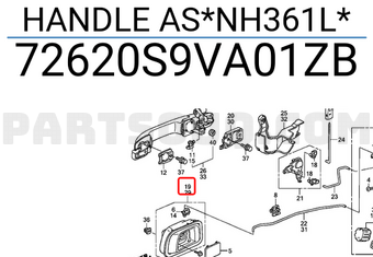 Honda 72620S9VA01ZB HANDLE AS*NH361L*