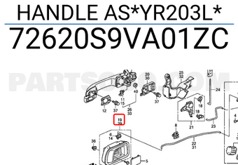 Honda 72620S9VA01ZC HANDLE AS*YR203L*