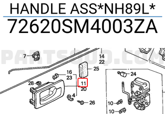 Honda 72620SM4003ZA HANDLE ASS*NH89L*