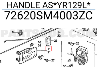 Honda 72620SM4003ZC HANDLE AS*YR129L*