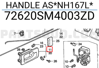 Honda 72620SM4003ZD HANDLE AS*NH167L*