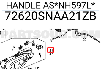 Honda 72620SNAA21ZB HANDLE AS*NH597L*