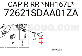 Honda 72621SDAA01ZA CAP R RR *NH167L*