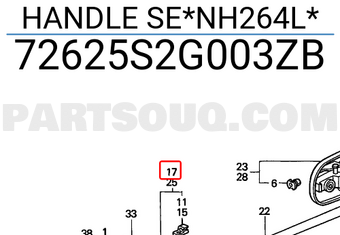 Honda 72625S2G003ZB HANDLE SE*NH264L*