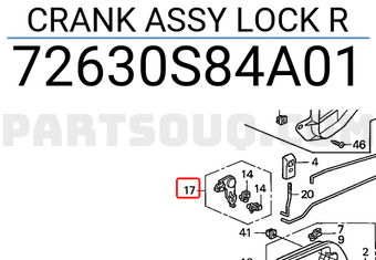 Honda 72630S84A01 CRANK ASSY LOCK R