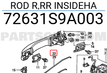 Honda 72631S9A003 ROD R,RR INSIDEHA