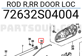 Honda 72632S04004 ROD R,RR DOOR LOC