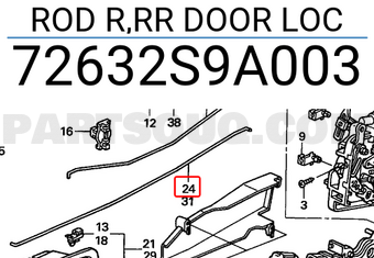 Honda 72632S9A003 ROD R,RR DOOR LOC