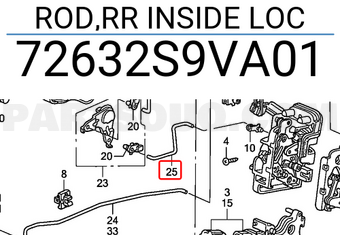 Honda 72632S9VA01 ROD,RR INSIDE LOC