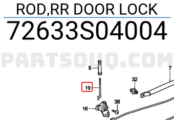 Honda 72633S04004 ROD,RR DOOR LOCK