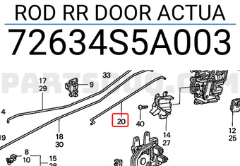 Honda 72634S5A003 ROD RR DOOR ACTUA