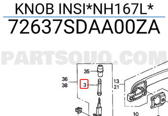Honda 72637SDAA00ZA KNOB INSI*NH167L*