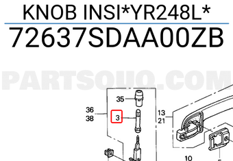 Honda 72637SDAA00ZB KNOB INSI*YR248L*