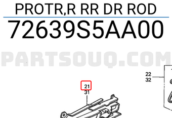 Honda 72639S5AA00 PROTR,R RR DR ROD
