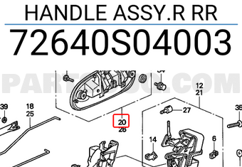 Honda 72640S04003 HANDLE ASSY.R RR