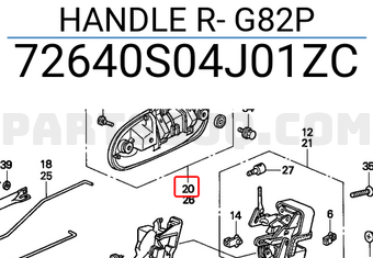 Honda 72640S04J01ZC HANDLE R- G82P