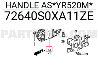 Honda 72640S0XA11ZE HANDLE AS*YR520M*