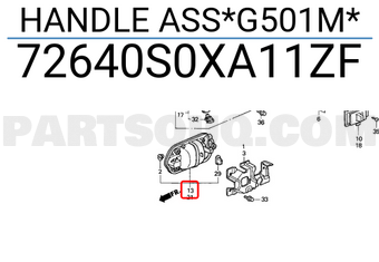 Honda 72640S0XA11ZF HANDLE ASS*G501M*