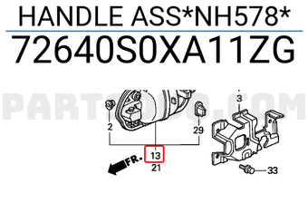 Honda 72640S0XA11ZG HANDLE ASS*NH578*