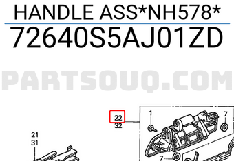 Honda 72640S5AJ01ZD HANDLE ASS*NH578*