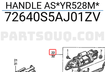 Honda 72640S5AJ01ZV HANDLE AS*YR528M*
