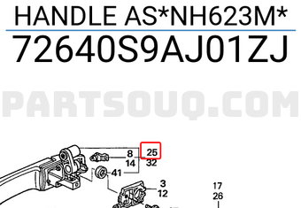 Honda 72640S9AJ01ZJ HANDLE AS*NH623M*
