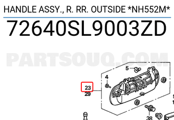 Honda 72640SL9003ZD HANDLE ASSY., R. RR. OUTSIDE *NH552M*