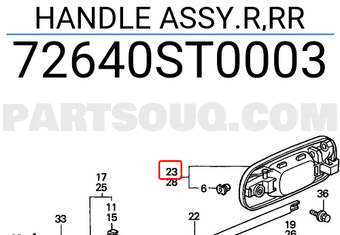 Honda 72640ST0003 HANDLE ASSY.R,RR