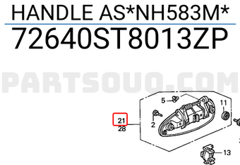 Honda 72640ST8013ZP HANDLE AS*NH583M*