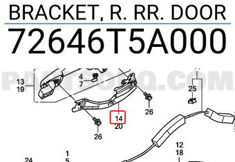 Honda 72646T5A000 BRACKET, R. RR. DOOR