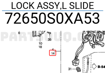 Honda 72650S0XA53 LOCK ASSY,L SLIDE