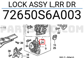 Honda 72650S6A003 LOCK ASSY L,RR DR