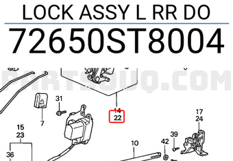 Honda 72650ST8004 LOCK ASSY L RR DO