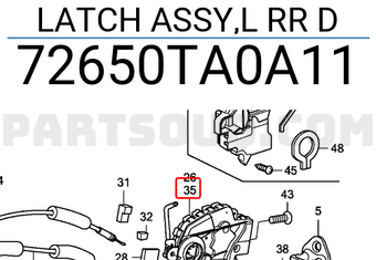 Honda 72650TA0A11 LATCH ASSY,L RR D