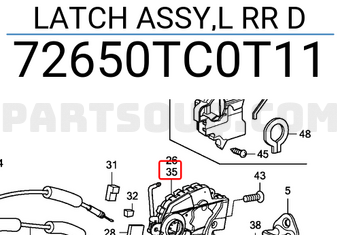 Honda 72650TC0T11 LATCH ASSY,L RR D