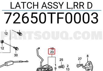 Honda 72650TF0003 LATCH ASSY L,RR D