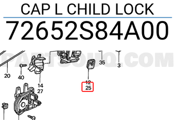 Honda 72652S84A00 CAP L CHILD LOCK