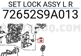 Honda 72652S9A013 SET LOCK ASSY L R