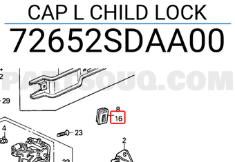 Honda 72652SDAA00 CAP L CHILD LOCK