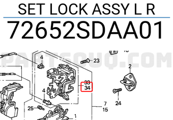 Honda 72652SDAA01 SET LOCK ASSY L R