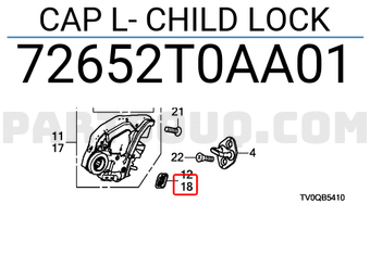 Honda 72652T0AA01 CAP L- CHILD LOCK