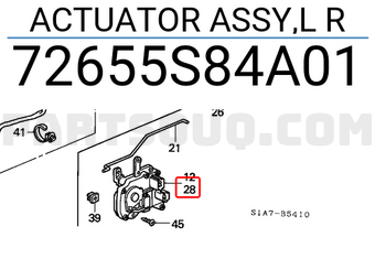 Honda 72655S84A01 ACTUATOR ASSY,L R
