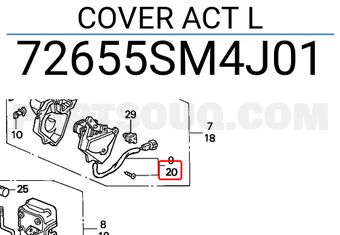 Honda 72655SM4J01 COVER ACT L