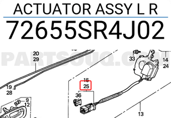Honda 72655SR4J02 ACTUATOR ASSY L R