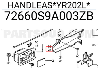 Honda 72660S9A003ZB HANDLEAS*YR202L*