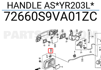 Honda 72660S9VA01ZC HANDLE AS*YR203L*