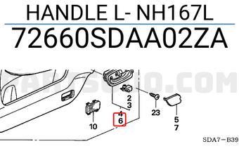 Honda 72660SDAA02ZA HANDLE L- NH167L
